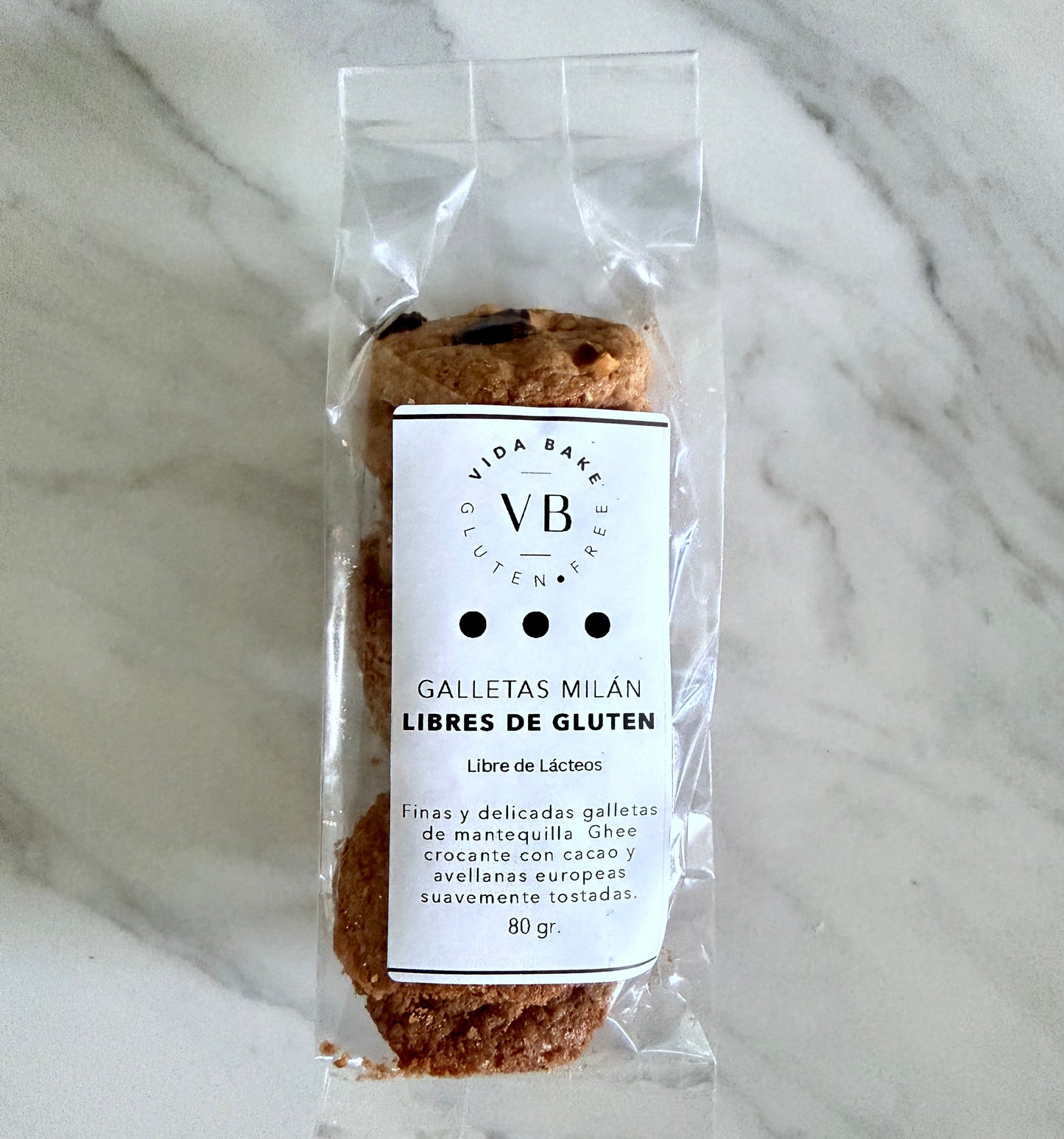 Galletas Milán con Avellanas Europeas y Cacao 80 gr.