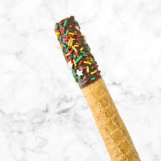 Barquillos Libres de Gluten y Lácteos con Baño de Chocolate Semi Bitter 3 unidades Estilo Navidad!